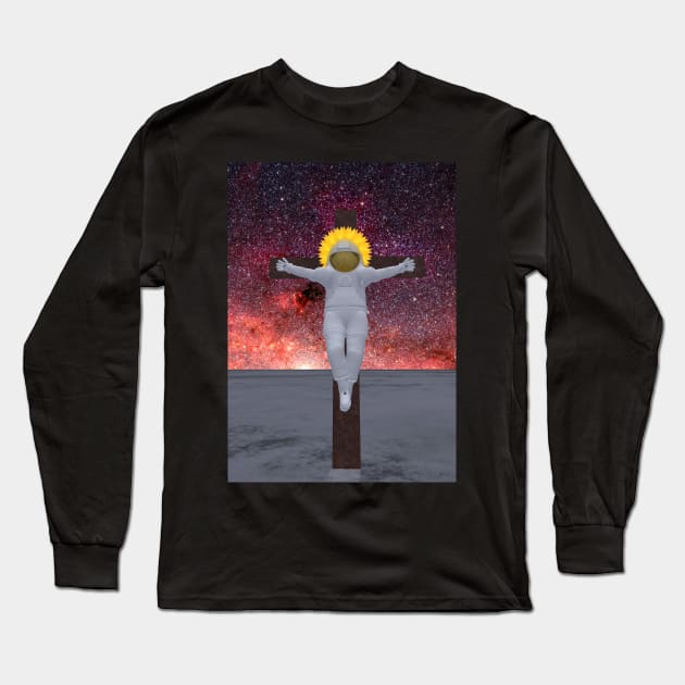 Crucified Astronaut with Halo Long Sleeve T-Shirt by rolffimages